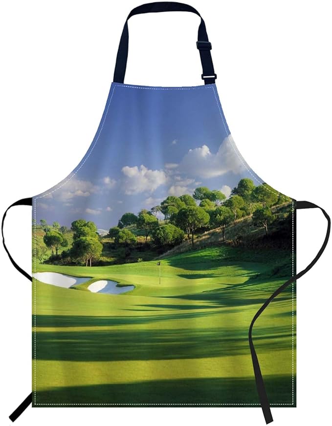 oFloral Golf Course Apron Unisex Adjustable Bib Apron Cooking Kitchen Chef Women Men Aprons for Home Kitchen, Restaurant,Coffee House,Shop,Garden