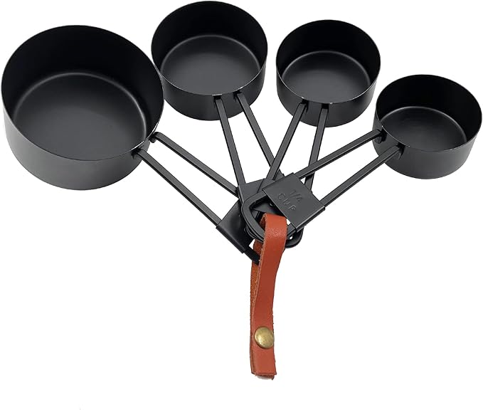 9PCS Black Stainless Steel Measuring Cups and Spoons Set, Heavy Duty Measuring Cup Set