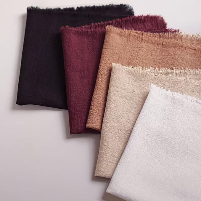 Handmade Cloth Napkins 100% Cotton Napkins with Fringe，Delicate Handmade Cloth Napkins for Dinners, Parties, Weddings and More，18 x 18 Inch Set of 12 - Burgundy