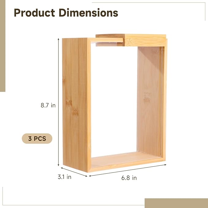 3 Pcs Wooden Cereal Storage Boxes, 8.7 x 6.8 x 3.1 in Dry Food Dispenser with Slide Lid, Visible Window, Wood Food Storage Container for Kitchen, Pantry Organization
