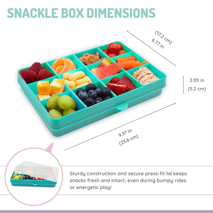 melii Snackle Box |12-Compartment Snack Container with Removable Dividers, BPA-Free Food Storage for Travel, School & On-the-Go Snacks, Kids & Family Organizer (Blue)