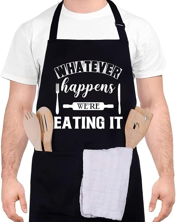 Funny apron for men Adjustable Waterproof with Pockets for Cooking Baking BBQ Gift Apron for Day, Birthday Gifts