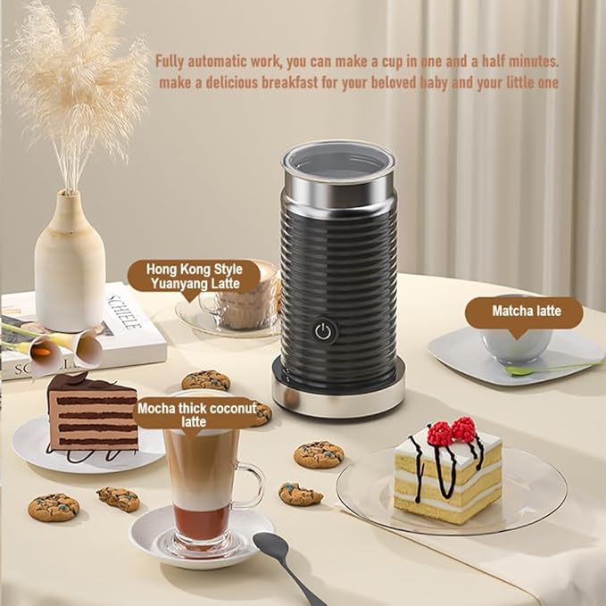 Milk frothing machine，Automatic milk frother，Electric for Hot & Cold Froth, Froth Or Heat Milk，Multifunctional milk frother，Automatic off & Easy Cleaning, Silent Operation (black)