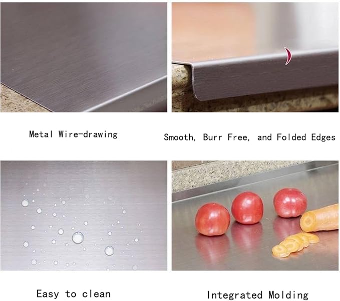 BILLAMB Stainless Steel Cutting Boards for The Kitchen, Suitable for Meat, Fruits, Vegetables, Bread, and Baking Large-sized Cutting Boards (50 x 50cm/19.7 x 19.7 in)