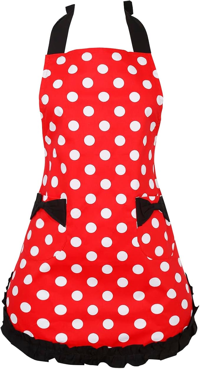 RosieLily Retro Aprons for Women with Pockets Vintage Apron Kitchen Apron for Cooking Baking Cute