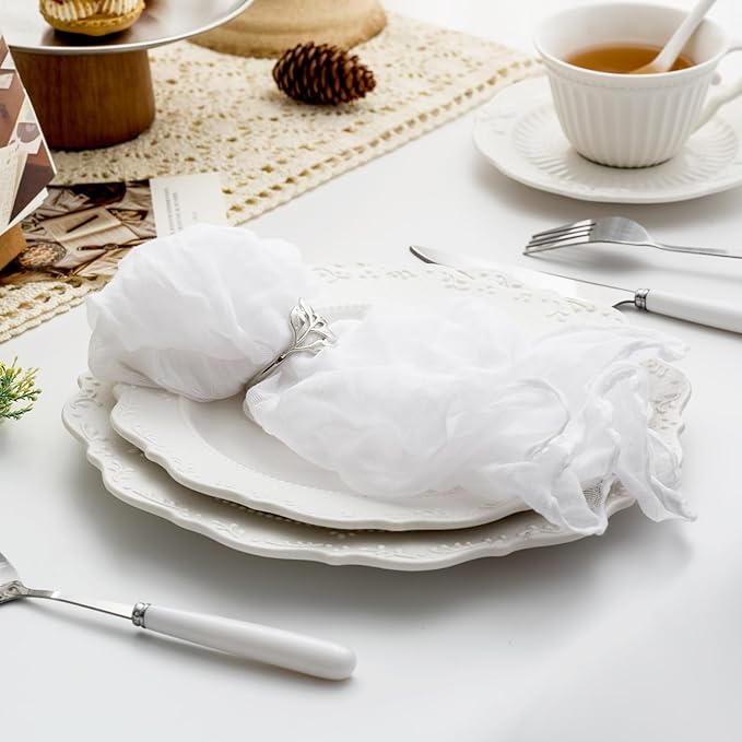 100 Pack White Cheesecloth Napkins Washable 21x21 Inches White Cloth Napkins Set of 100 Dinner Table Napkins for Wedding Cotton Gauze Bridal Baby Shower Rustic Boho Summer Party Table Decor