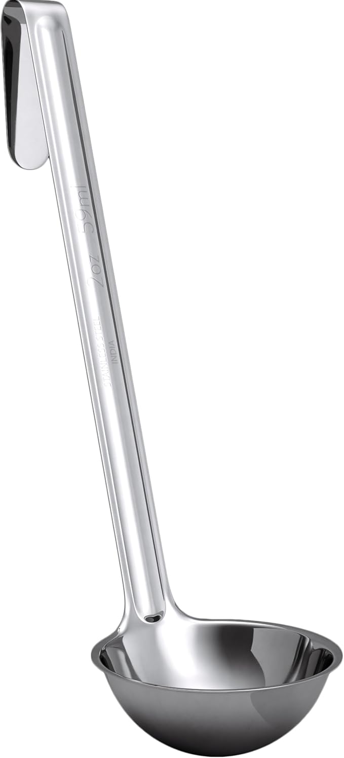 Super Sturdy, Ergonomic 2 Oz. Soup Ladle 1 Pk. Stainless Steel Ladles with Long Handles. Best Kitchen Accessories for Stirring, Portioning and Serving Soups, Chili and Stew in Restaurants and at Home