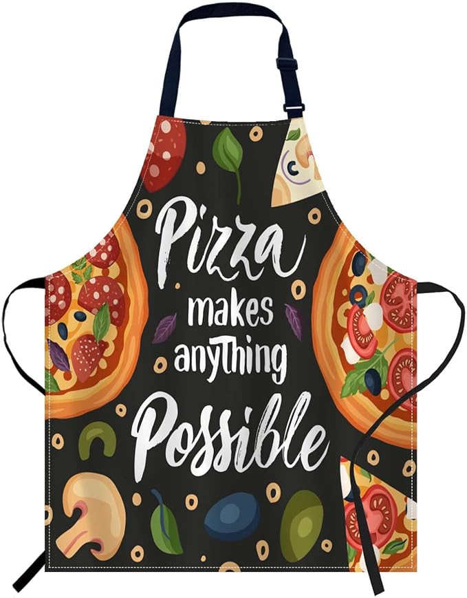 oFloral Italian Cheese Pizza, Pizza Makes Anything is Possible Apron Adjustable Bib Chef Aprons Cooking Apron Unisex Women Men Aprons Perfect for Home Kitchen, Baking, Gardening, Restaurant