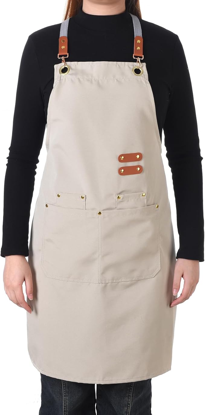 Aoomzoon Durable Kitchen Apron,Multifunctional Chef Aprons for Women & Men with Pockets for Cooking Baking & Daily Use