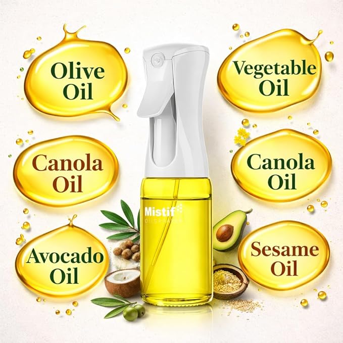 Mistifi Eco-Friendly Oil Sprayer – Durable Glass Bottle for Cooking, BBQ, and Grilling Mist Spray Bottle for Air Fryer, Olive Oil, Avocado Oil, Healthy Nonstick Frying 150ml (PS631)