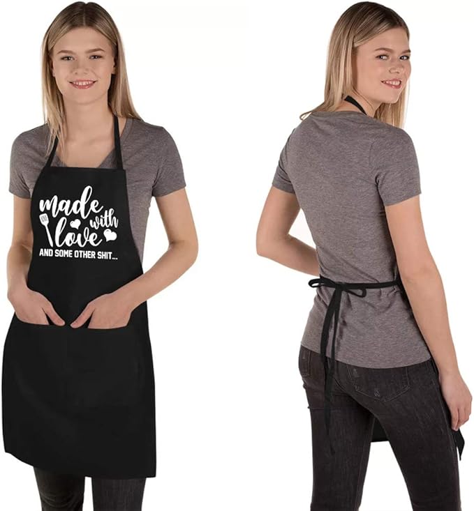 Funny Aprons for Women Men, Novelty Kitchen Cooking Apron with 2 Pockets, Cute Baking Gifts for Bakers, Birthday Mothers Day Apron Gift for Mom Wife Husband Sister Daughter Grandma