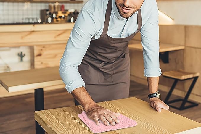 Softolle Bar Mop Towels, Pack of 12-16x19 Inches - 100% Cotton Super Absorbent Towels, Multi-Purpose for Home and Bar Cleaning (Pink)