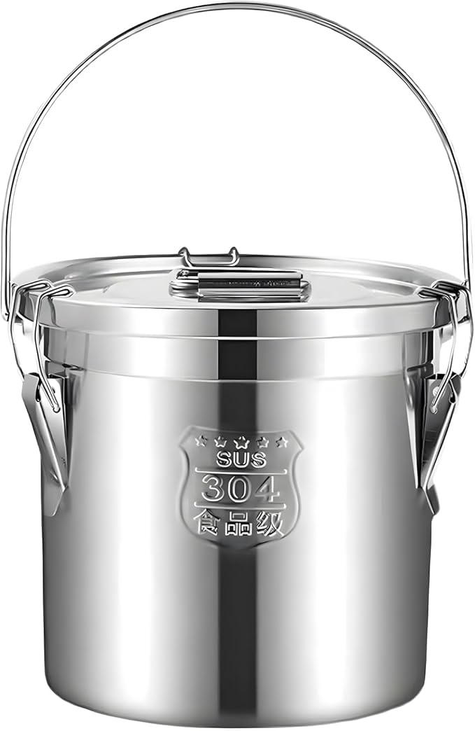 304 Stainless Steel Airtight Canister with lids, Rice Cereal Grain Canisters Container, 6L / 1.5 Gallon Airtight Food Storage Containers containe, Flour Oil Sugar Milk Storager Bucket