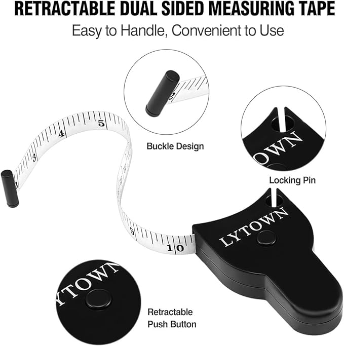 Automatic Telescopic Tape Measure, Body Measure Tape 60 inch (150cm), Self-Tightening Retractable Measuring Tape for Body Accurate Way to Track Weight Loss Muscle Gain by One Hand, 4 Piece