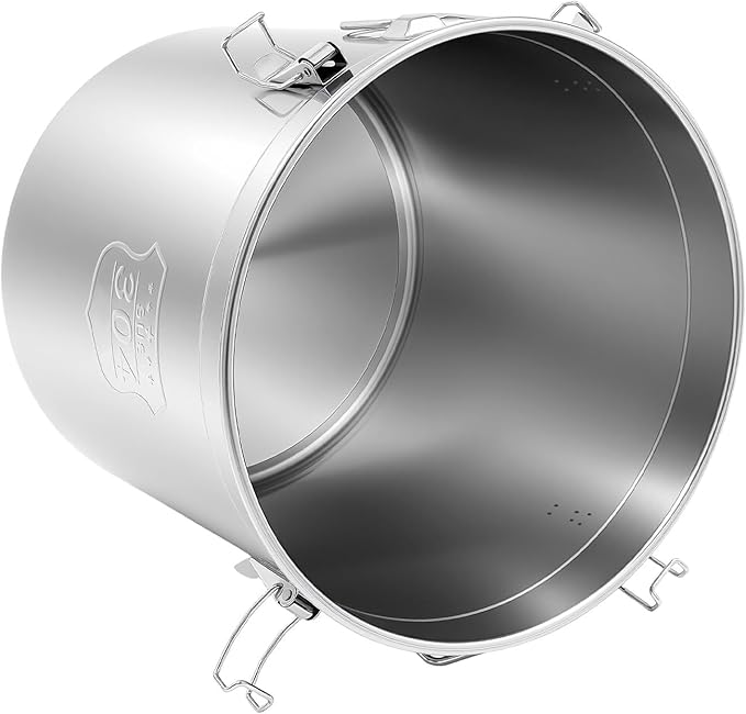 12.7Gal Stainless Steel Canister with Airtight Lid 58-73Lbs Flour Storage Containers for Kitchen Metal Rice Bucket Coffee Canister Dog Food Container Milk Can w/Handles&Sealing Buckles (48L)