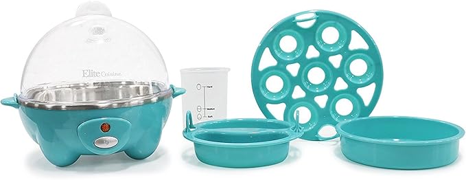 Elite Gourmet Easy Electric 7 Egg Capacity Soft, Medium, Hard-Boiled Cooker Poacher, Scrambled, Omelet Maker with Auto Shut-Off and Buzzer, BPA Free