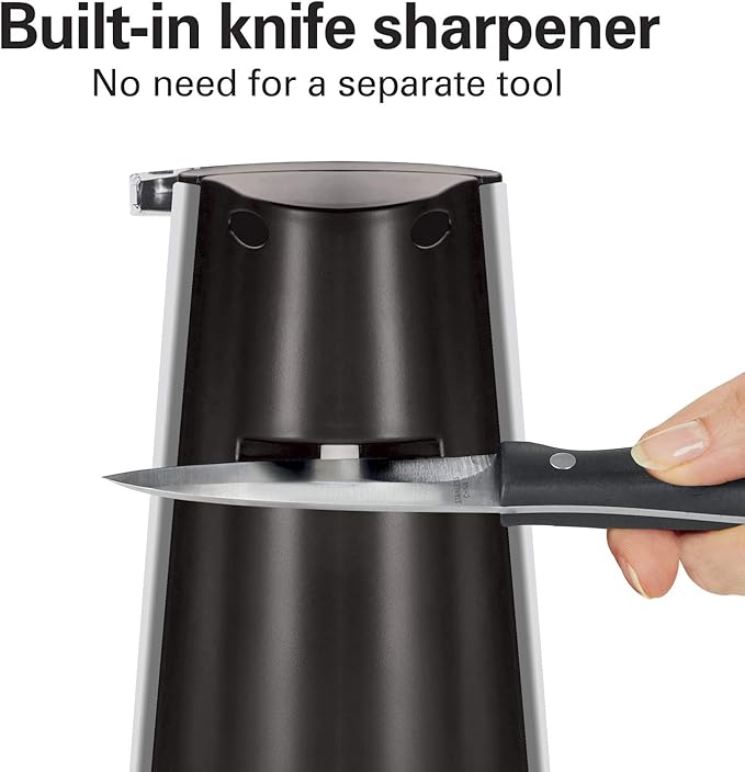 Hamilton Beach Extra-Tall Electric Automatic Can Opener with Easy-Clean Detachable Cutting Lever, Cord Storage, Knife Sharpener, Brushed Stainless Steel (76700)