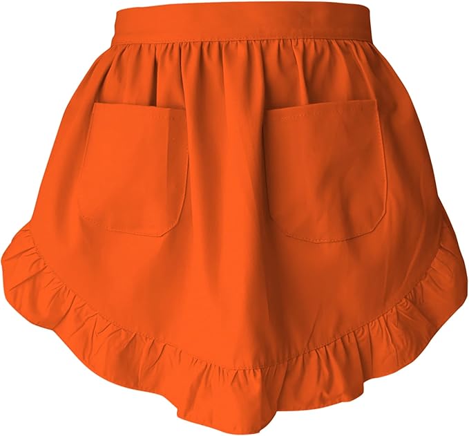 Women’s Waist Aprons with White Pockets Half Server Home Waitress Vintage Servant Apron for Kitchen Cooking