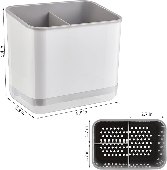 RedCall Kitchen Sink Caddy Organizer Counter,Dish Sponge Holder and Brush Holder with Drip Tray,Plastic Sinkware Caddy,Bathroom Toothbrush Holder (1 Sink Caddy)