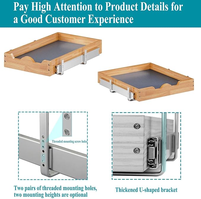 OCG 1 Tier Pull Out Cabinet Organizer (17" W x 21" D), Heavy-Duty Slide out Wood Drawer Shelf, Pull Out Drawer for Cabinets, Base Cabinet Organization for Kitchen, Pantry, Bathroom