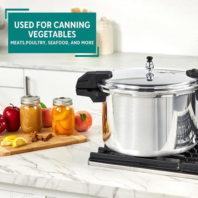 Mirro 7114000228 92116 Polished Aluminum 5 / 10 / 15-PSI Pressure Cooker / Canner Cookware, 16-Quart, Silver