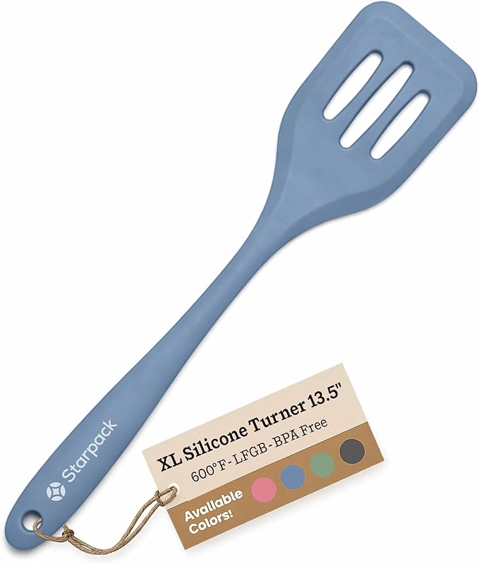 Starpack 'Head Turner' XL Premium Silicone Turner and Slotted Spatula - 13" Turning Spatulas High Heat Resistant to 600°F - Silicone Slotted Spatulas for Cooking - Non Stick Rubber Turning Spatula