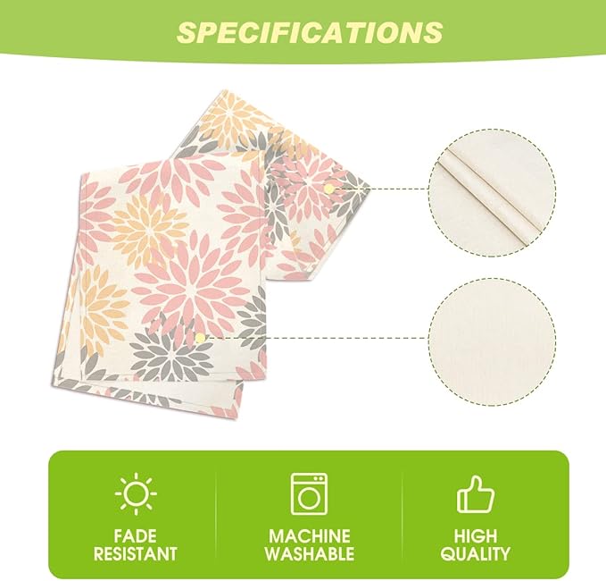 Artoid Mode Pink Dahlia Floral Pinnata Summer Table Runner, Spring Kitchen Dining Table Decoration for Home Party Decor 13x72 Inch