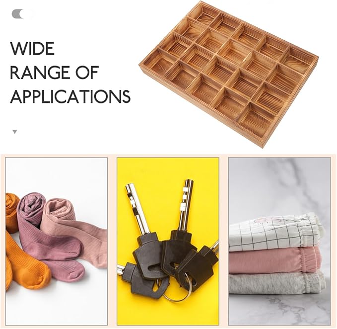 20-Compartment Drawer Organizer Box for Socks and Underwear Storage Space-Saving Grid Display Box for Closet Dresser and Vanity Multipurpose Sorting Tray for Ties and Accessories