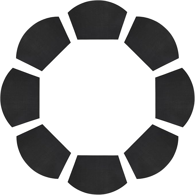 SHACOS Wedge Placemats Set of 8 Woven Vinyl Placemats for Round Table Curved Place Mats Wipe Clean Non Slip Reversible Table Mats Indoor Outdoor, Black