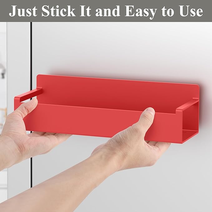 HuggieGems Magnetic Water Bottle Holder for Refrigerator, Cup Holder Organizer for Stanley and Tumbler for Kitchen, 4 Pack, Red