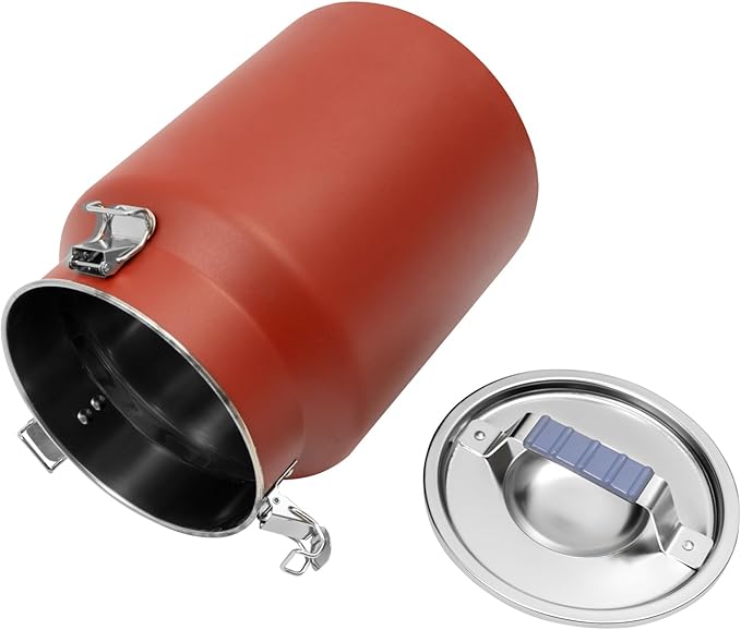 12L/3.17Gal Stainless Steel Airtight Canister Red Round Food Storage Canisters with Airtight Lid&Locking Clamp Rice Cereal Grain Canisters Container Bucket for Rice Milk Jug Coffee Bean Storage