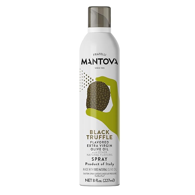 Mantova Extra Virgin Olive Oil Spray Truffle Flavored 8 oz. Spray Bottle - Manage Oil Amount - Great For Salads & Cooking