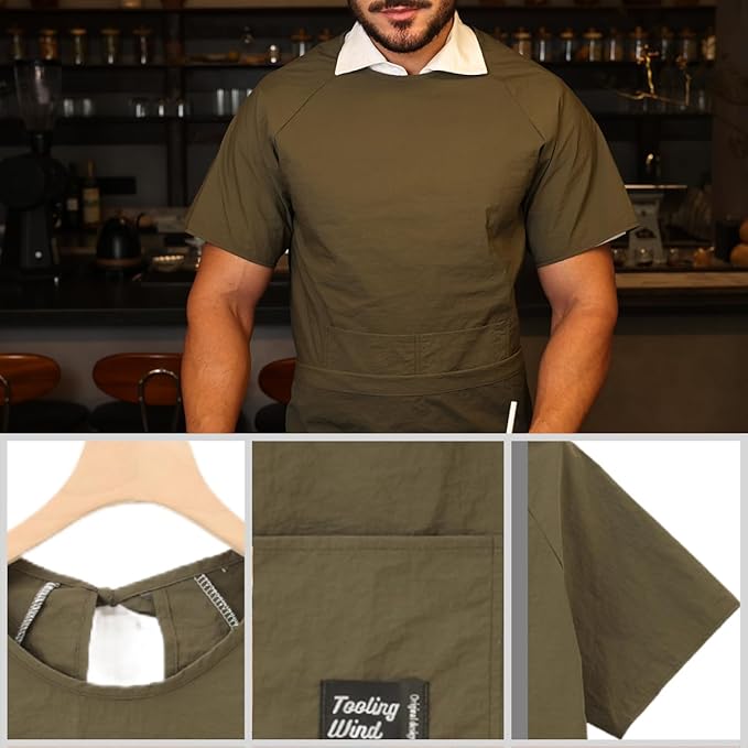 Chef Apron-Cross Back Apron for Men Women with Adjustable Straps and Large Pockets,Canvas