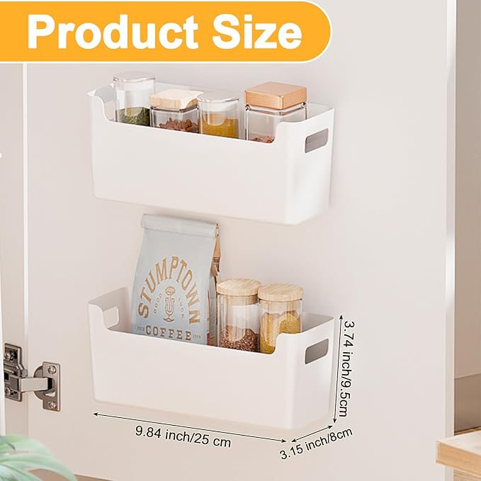 2 Pcs Kitchen Cabinet Door Organizer,Adhesive Mount Inside Cabinet Door Storage,Under Sink Door Storage Shelf for Kitchen,Bathroom,Office,Garage,Craft Room(Transparent)