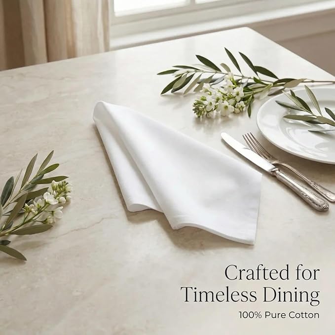 Urban Villa Cloth Napkins White Dinner Napkins Set of 12 (20X20) 100% Cotton Absorbent Washable Durable Reusable Cloth Napkins Ideal for Easter Decorations Hotel Collection Farmhouse Parties Napkins