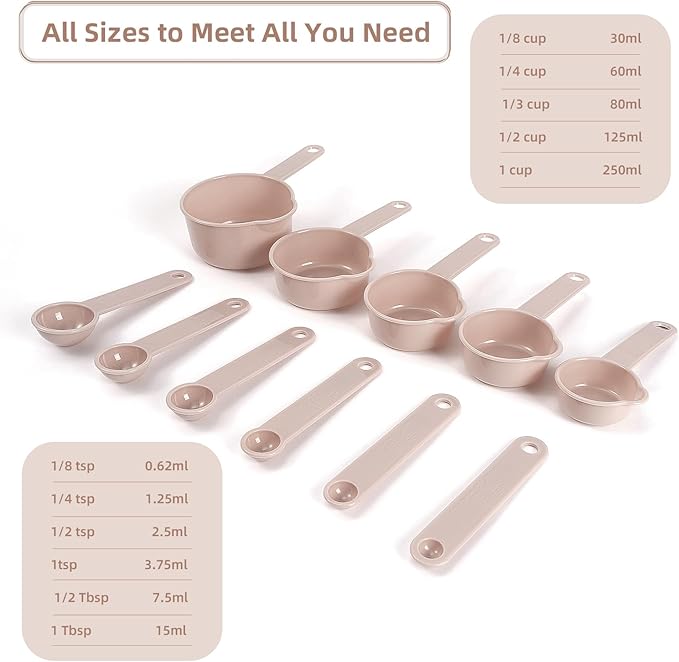 11PCS Measuring Spoons and Measuring Cups Set, Stackable Cups and Spoons, Nesting Cups Spoon for Cooking Baking Supplies, Kitchen Gadgets Essentials Tools