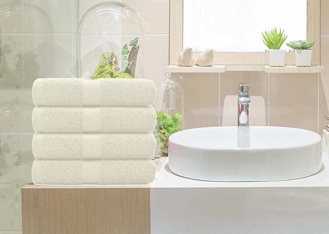 DAN RIVER 6-Pack Premium Hand Towels (16x28 Inches) - 100% Cotton, Ultra Soft, Lightweight, Highly Absorbent Towels for Bathroom, Spa, Gym, Salon, Hotel, and Travel - Ivory