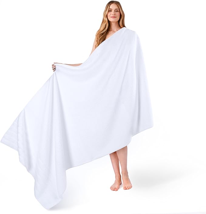 American Soft Linen 35x70 Jumbo Large Bath Towel, 600 GSM 100% Cotton Turkish Bath Sheet, Oversized Luxury Bath Towel for Bathroom Beach and Pool, White