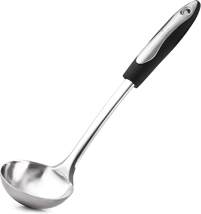Zulay Kitchen Premium Soup Ladle - 12" Stainless Steel with Non-Slip Silicone Handle