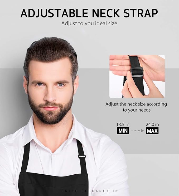 Syntus 12 Pack Bib Apron, Unisex Aprons Adjustable Thicker Version Waterdrop Resistant with 2 Pockets Cooking Kitchen Aprons for Women Men Chef, BBQ Drawing Apron Bulk, Black