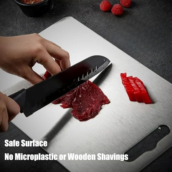 Titanium Cutting Board - 2026 New Upgrade 100% Pure Titanium Cutting Boards for Kitchen Double Sided Non Toxic Titanware Cutting Board,Hygiene Durable Dishwasher Safe Chopping Board (14"L x 10"W)