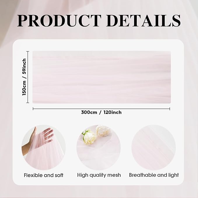 Artoid Mode 3PCS Blushing Pink Gauze Table Runner 120 Inch 10FT, Seasonal Sheer Kitchen Dining Holiday Wedding Birthday Baby Shower Table Decor for Home Party