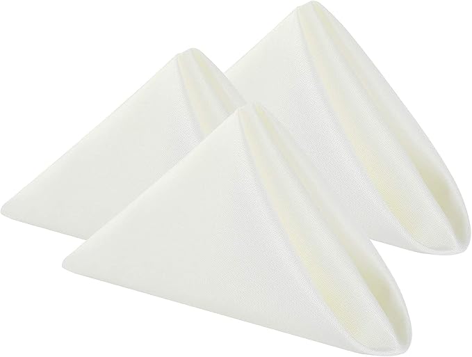 Cloth Napkins 20x20 inch Washable Polyester Dinner Napkins Soft Table Napkins for Wedding Party Dining Banquet(Ivory,12PCS)