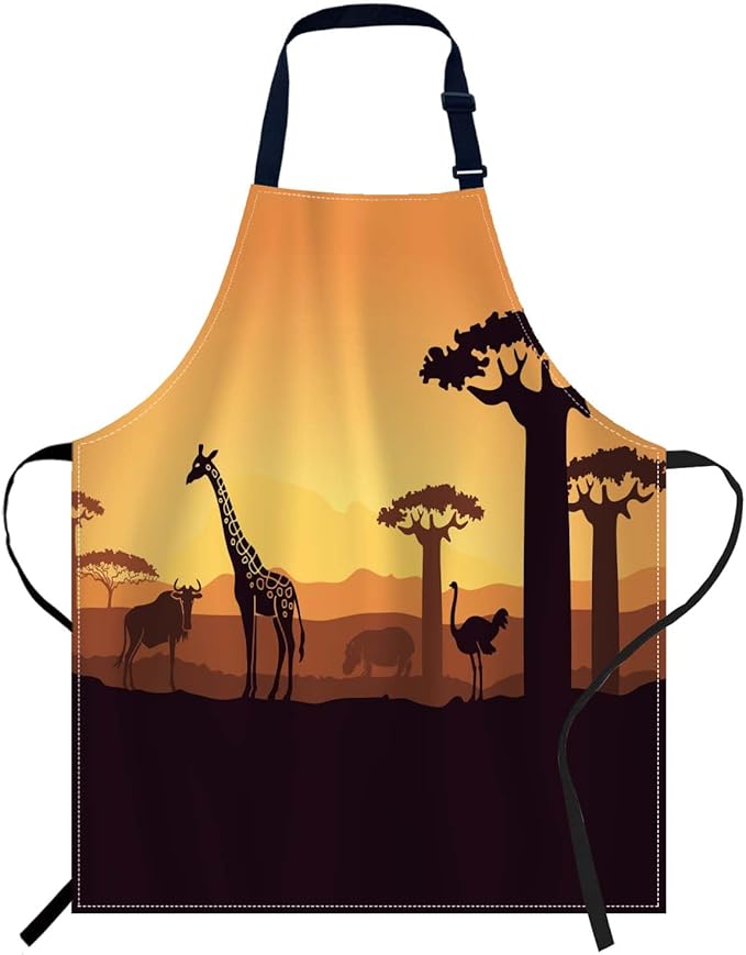 oFloral Wild Animals Apron Unisex Adjustable Bib Apron, Cooking Kitchen Chef Apron, Women Men Apron for Home Kitchen, Restaurant, Coffee house