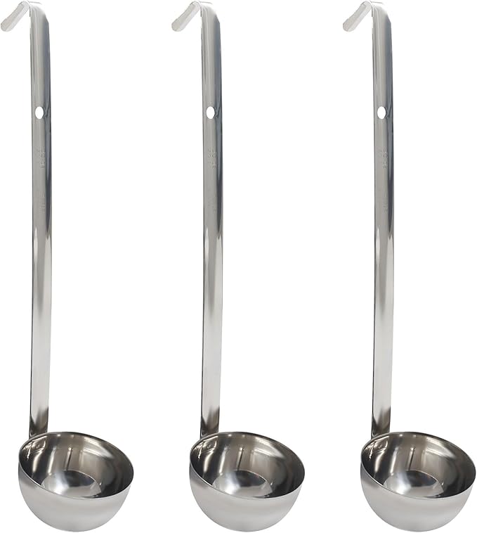 3 Oz Stainless Steel Ladle, 3 Pcs Sturdy Soup Ladle, 9" Long Handle Length for Stirring, Portioning and Serving Soup and Stew in Restaurants and Home (2.72" Bowl Diameter）