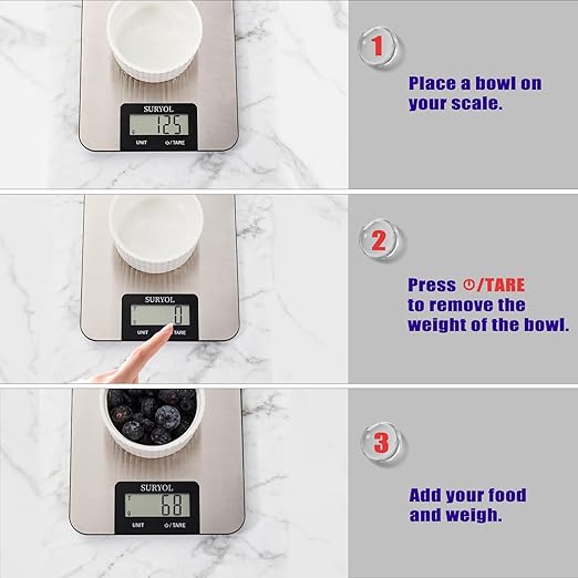 Food Kitchen Scale High-Precision Digital Scale Accurate Weighing for Baking & Cooking Enthusiasts(Shiny Black)