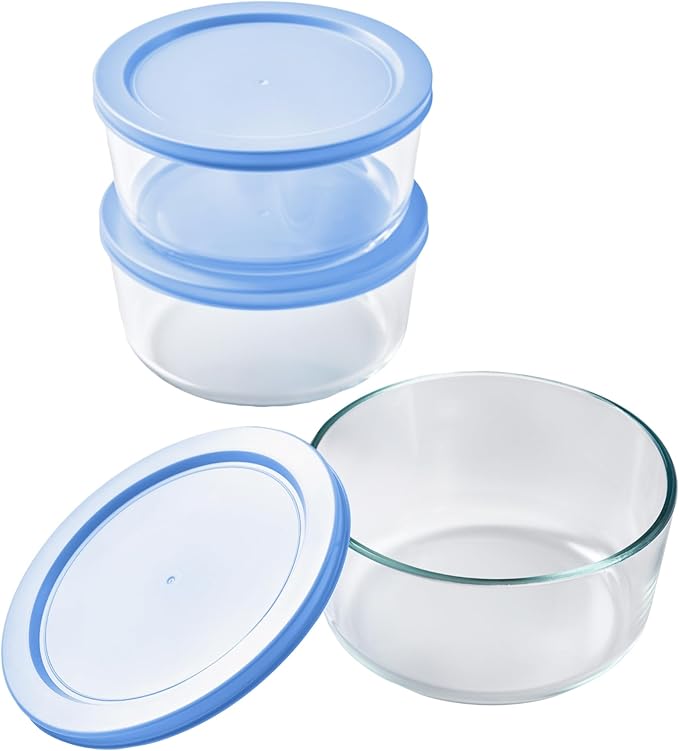 DURA LIVING 6-Piece Glass Food Storage Containers Set (3 Containers + 3 BPA-Free Lids) | 4-Cup, Leakproof | Microwave, Freezer, Oven & Dishwasher Safe | Ideal for Meal Prep & Pantry Organization