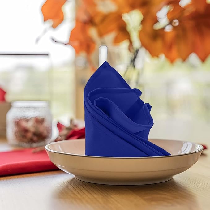 Avalon Kitchen Royal Blue Cloth Napkins Bulk (Pack of 24) - 100% Polyester Dinner Linen Napkins Cloth Washable & Reusable - Durable with Hemmed Edges - Ideal for Parties and Weddings (17x17 Inches)