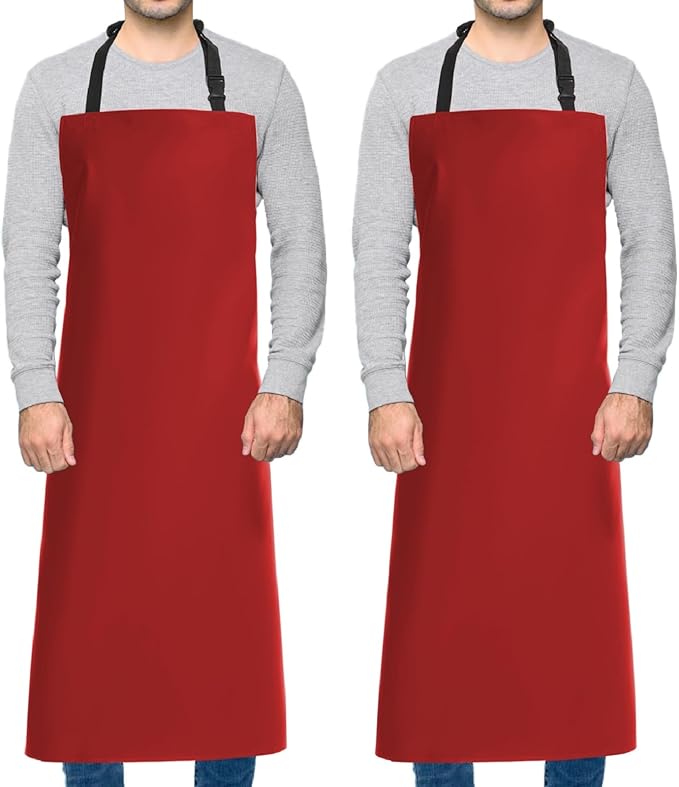 Homsolver 2 Pack Waterproof Rubber Aprons, Heavy Duty Butcher for Men, Chemical Vinyl Plastic Aprons for Dishwashing