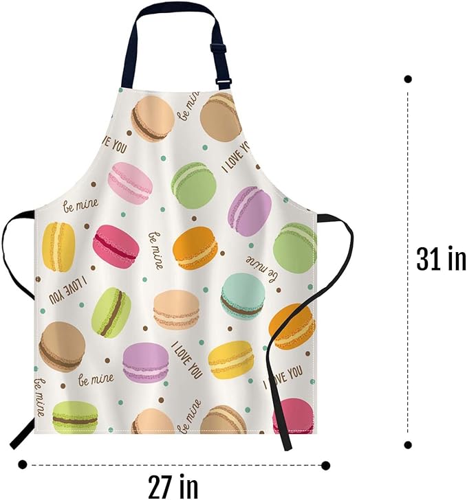 oFloral Macaroons Pattern Apron,Adjustable Neck Bib Apron for Men Women,Suitable for Kitchen Cooking Waitress Chef Apron